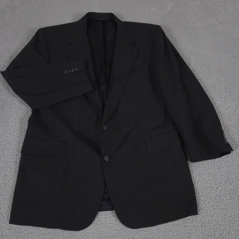 Tom James 2-Piece Suit Mens 44R Pants 34x30 Black Executive Blazer Trousers
